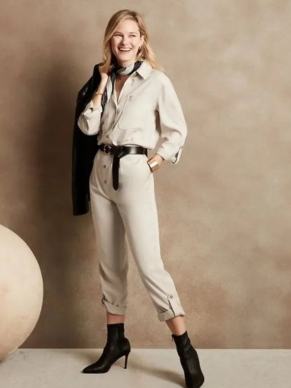 New Banana Republic Factory Barely Beige LS Tencel Boiler Utility Jumpsuit (12)